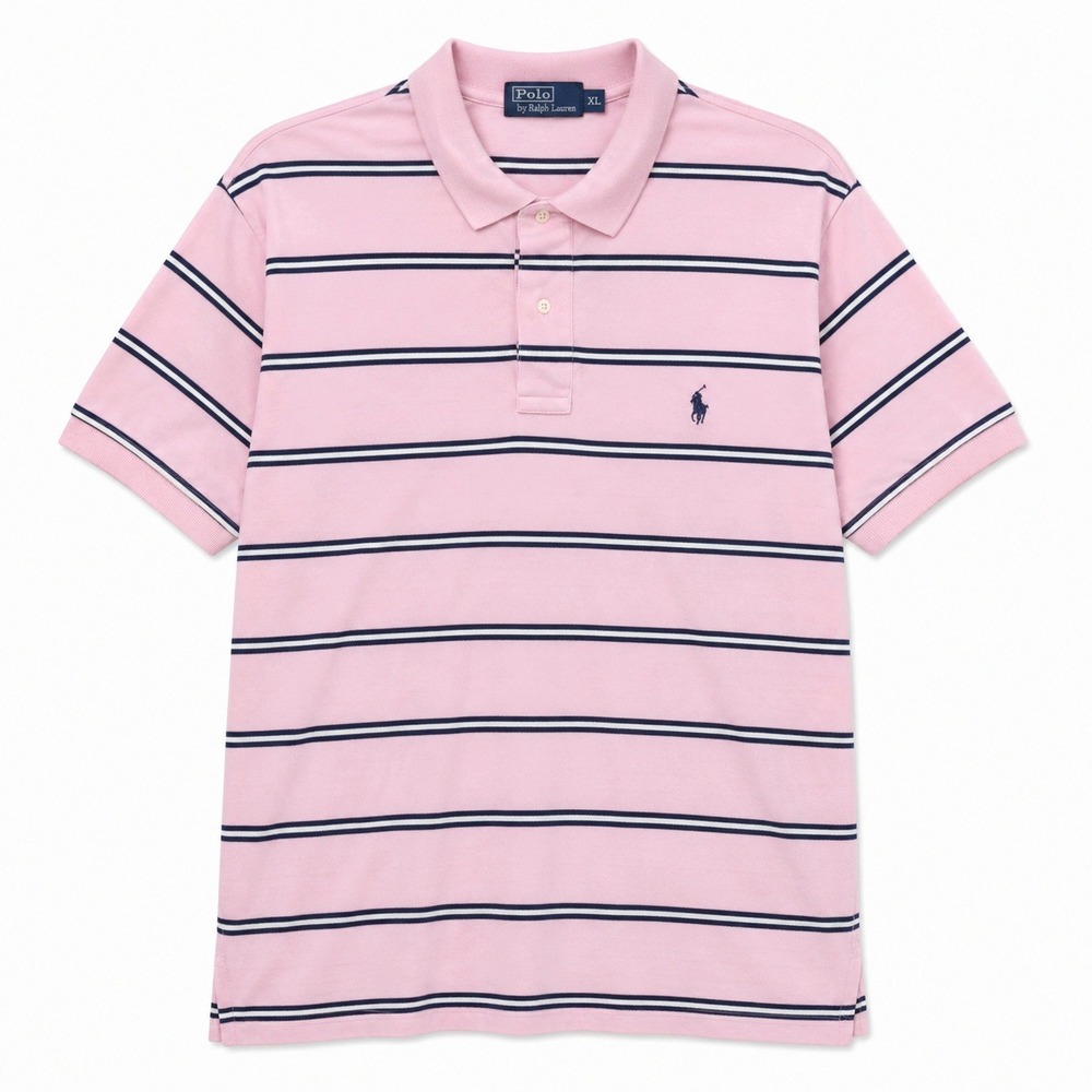 Polo Ralph Lauren Shirt Mens XL Striped Vintage Preppy Small Pony Light Pink